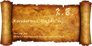 Kenderesi Baján névjegykártya